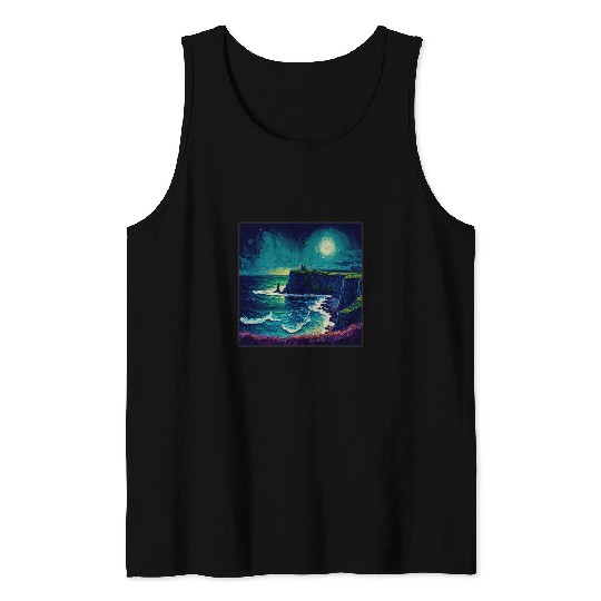 Surrealism Starry Night Cliffs of Moher Tank Tops