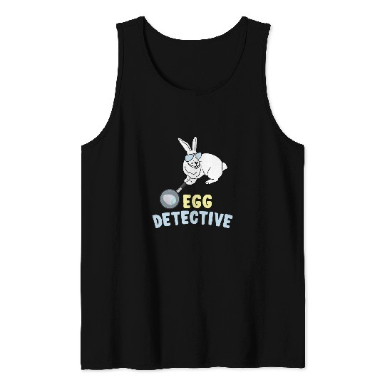 Boys And Girls Egg Detective Art Hilarious Easter Bunny Tank Tops