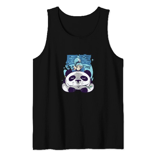 Funny Bear Panda Bear Nap Time Quote Anime Girl Bamboo Sleeping Animal Cute Bears Tank Tops
