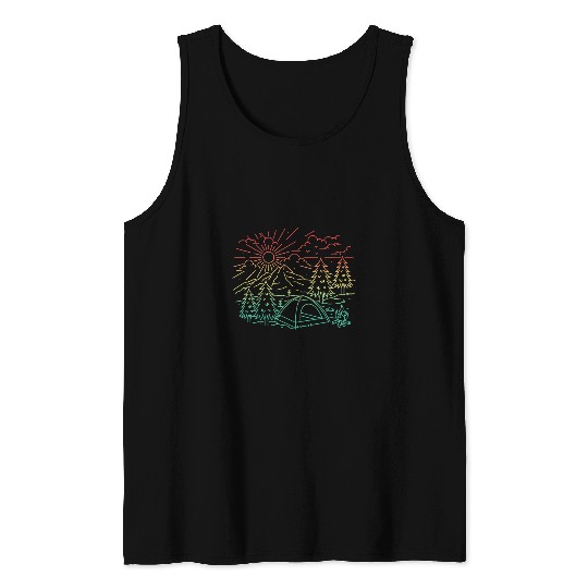 Camping Paradise Forest Landscape Mountain View Tank Tops