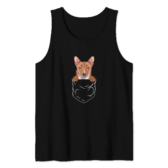 Dog Basenji Dog In Pocket Basenji Funny Dog Lover Tank Tops