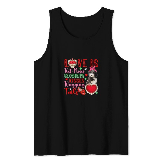 Dog Lover Wet Noses Slobbery Kisses Cute Bernedoodle Lover Tank Tops