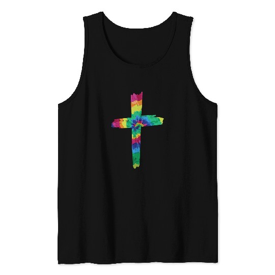 Christian Jesus Christ Christian Tie Dye Cross God Jesus Faith Hippie Christian 18 Bible Verse Christ Tank Tops