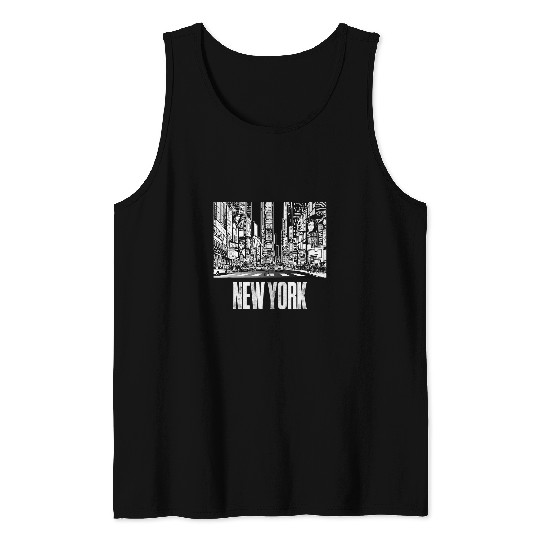 Cool New York City Times Square Illustration Graphic Design Tank Tops