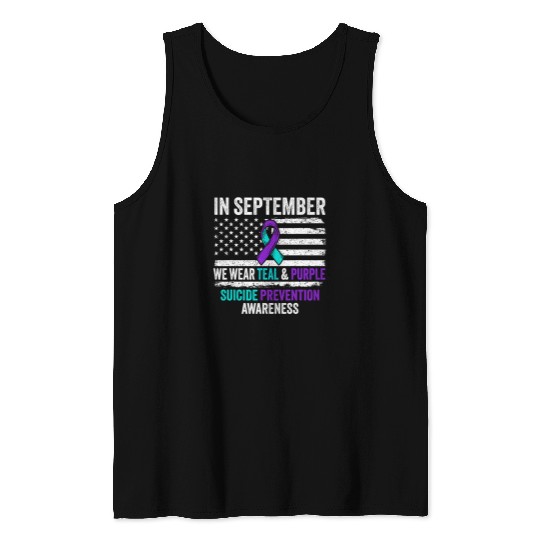 In September Wear Teal Purple suicides Prevention Awareness Tank Tops