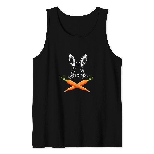 Rabbits Skull Rabbit Crossbones Carrots Easter Day Tank Tops