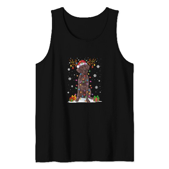Labrador Lab Dog Chocolate Labrador Christmas Tree Light Pajama Dog Xmas Tank Tops
