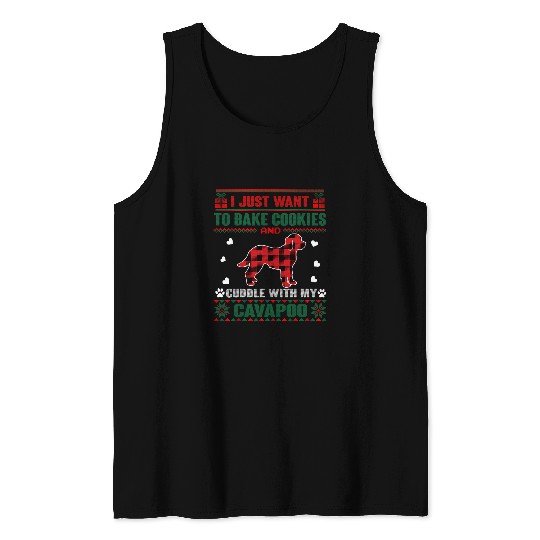Cavapoo Dog Cookie Lovers Dog Pajama Ugly Christmas Sweater Tank Tops