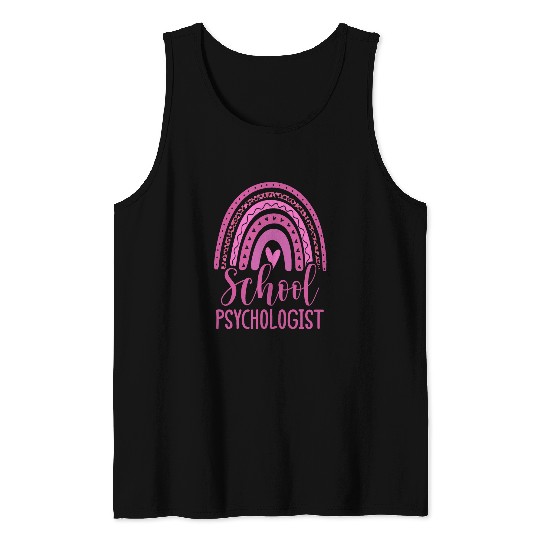 Leopard Boho Rainbow Back To School Psychologist Apparel 2 Tank Tops