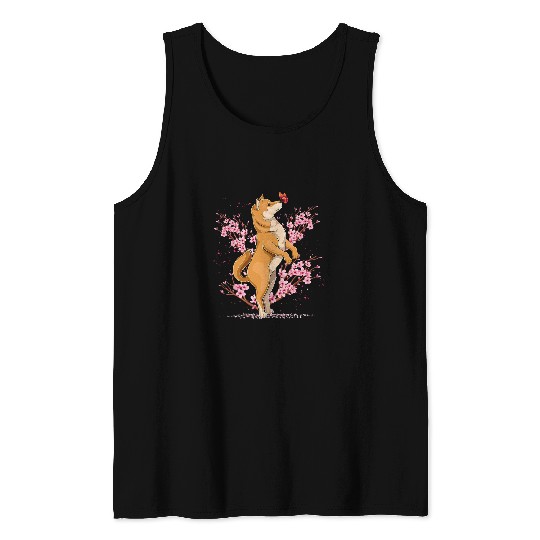 Dog Shiba Inu Japanese Shiba Inu Cherry blossom Flower sakura trees Kawaii Tank Tops