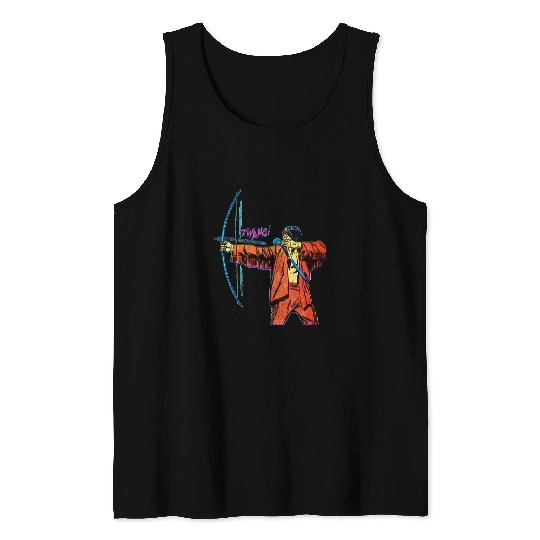 Cool American Indian Warrior With Arrow Old West Comic Tank Tops