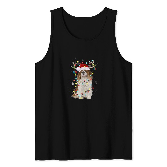 Santa Cavalier King Charles Spaniel Reindeer Light Christmas90 Tank Tops