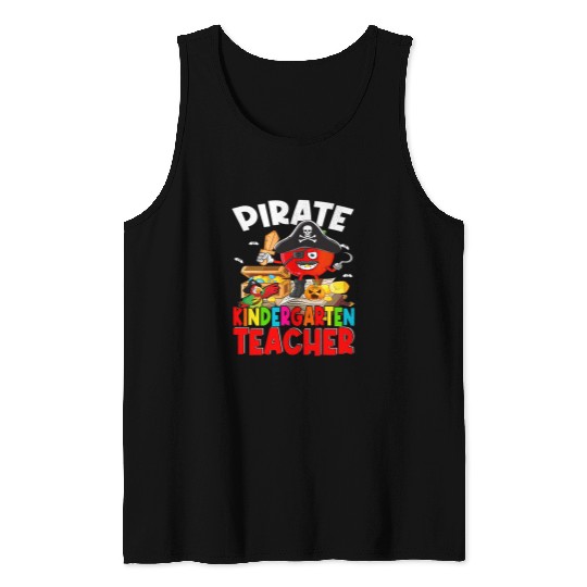 Teacher Job Pirate Kindergarten Teacher Pirate Day Teacher Halloween Tank Tops