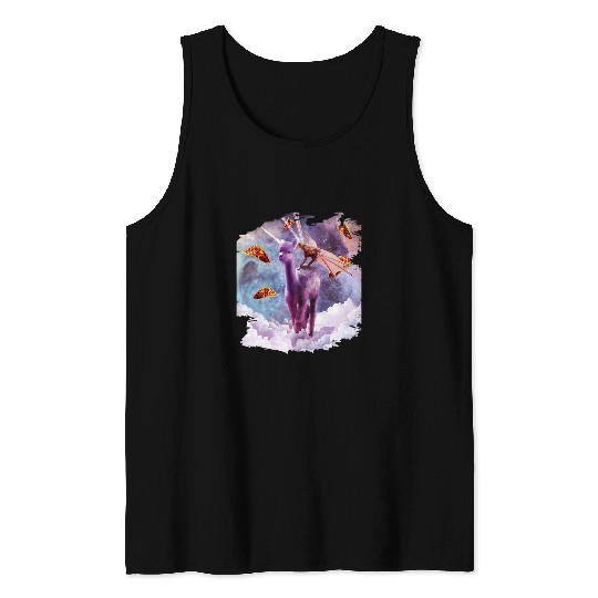 Laser Eyes Space Dragon Riding Alpaca Unicorn Tank Tops