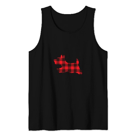 Dog Scottish Terrier Scottie Dog Plaid Scottish Terrier Puppy Red Black Tank Tops