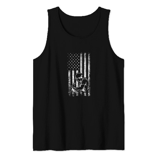 Bricklayer USA Brickman United States Flag Builder worker Tank Tops