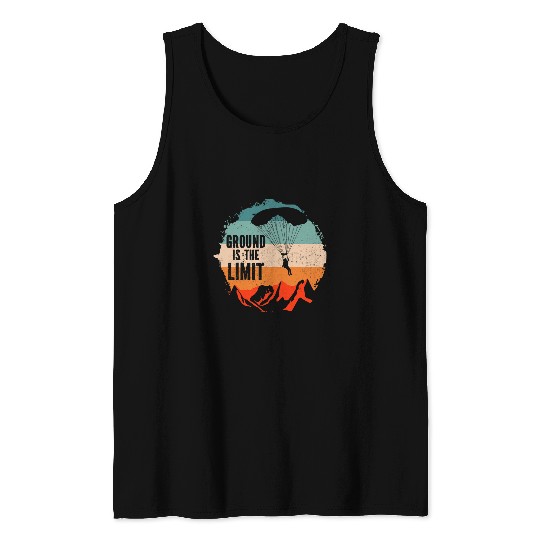 Skydiving Gift vintages Retro Parachute Paraglide Ground Tank Tops