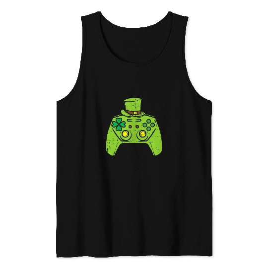 Video Game Gaming Shamrock Irish St Patricks Day Gamer Boys 1 Tank Tops