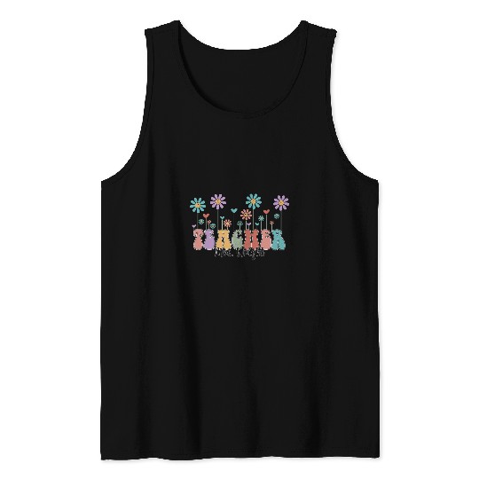 Cute Daisy Flowers Personalized Mrs Wright Teacher Tank Tops