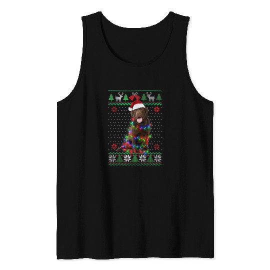Chocolate Lab Dog Ugly Sweater Christmas Puppy Dog Lover Tank Tops