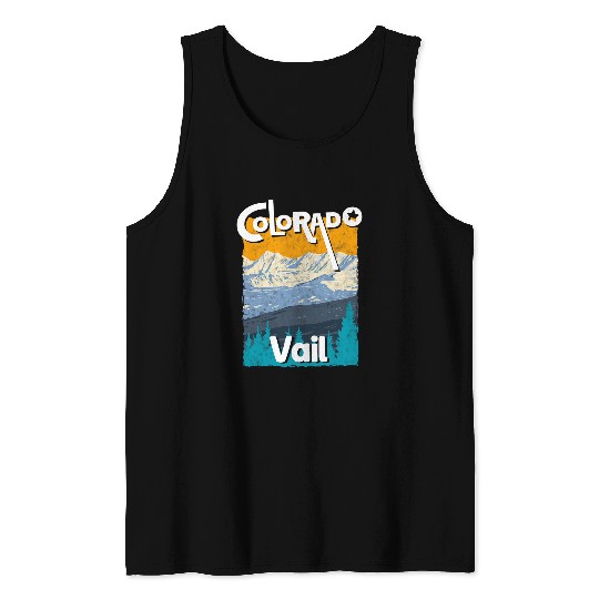 Skiing Ski Vail Colorado Mountain State Rocky Mountains Tee Skiing Tank Tops