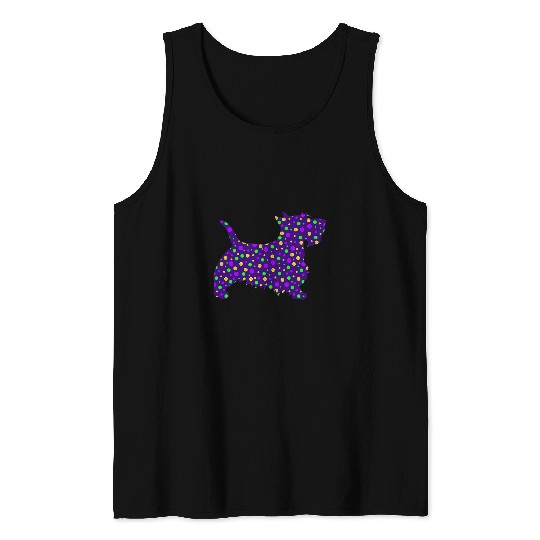 Dog Scottish Terrier Scottie Scottish Terrier Mardi Gras Dog Party v3 Tank Tops