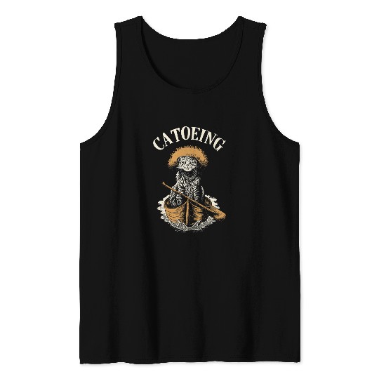Catoeing Cat Canoeing in River Canoe Tank Tops