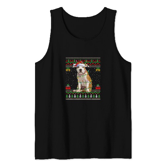 Dog Staffordshire Ugly xmass Santa Staffordshire Bull Terrier Dog Christmas Tank Tops