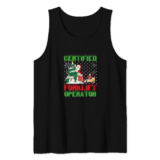 Certified Forklift Operator Christmas Pajamas Driver xmass 1 Tank Tops