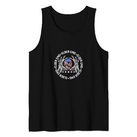 Skeletons Skulls American Flag Elder Emo Skull Tank Tops