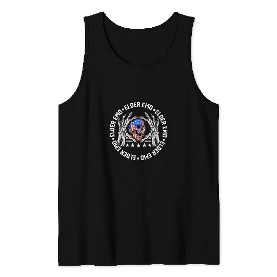 Skeletons Skulls American Flag Elder Emo Skull Tank Tops