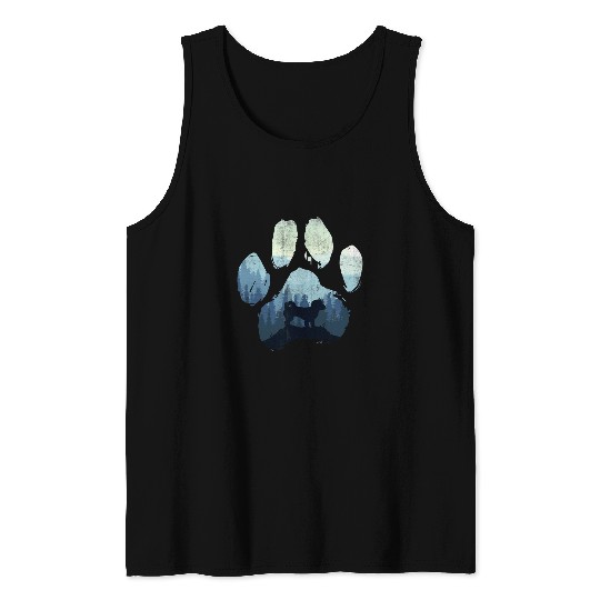ShihPoo Dog Paw Mom Dad Mountains Tank Tops