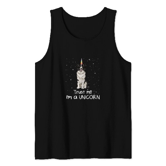 Border Collie Je Suis Un Chien Unicorn Tank Tops