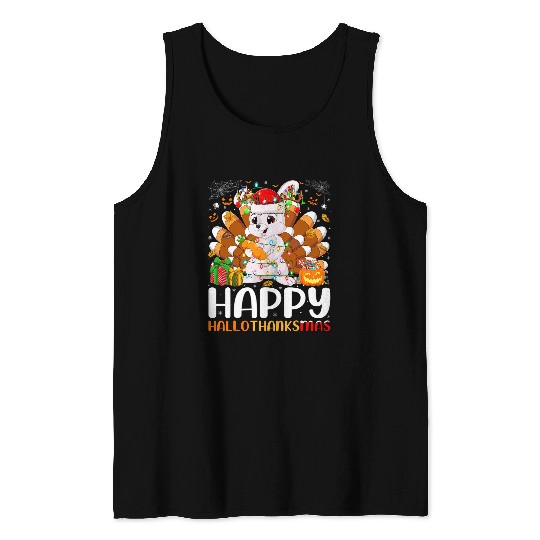 Rabbits Bunny Lover Halloween Christmas Happy Hallothanksmas Tank Tops