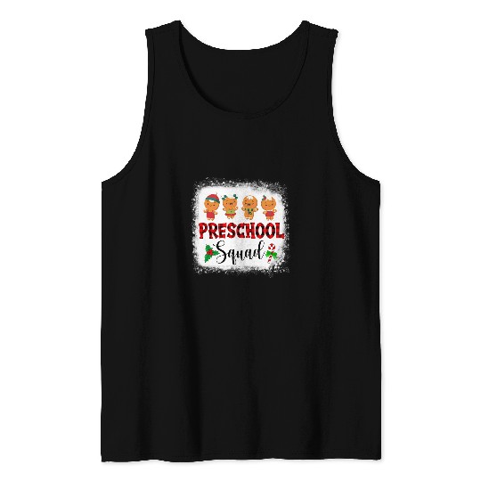 Preschool Squad Teacher Student Crew Christmas Gingerbread Tank Tops