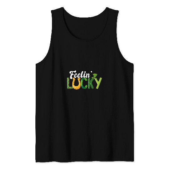 Horse Lover Feelin Lucky St Patricks Day Horse Shoe Lucky Horseshoe Tank Tops