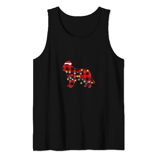 St Bernard Christmas Plaid Buffalo Pajamas Dog Tank Tops