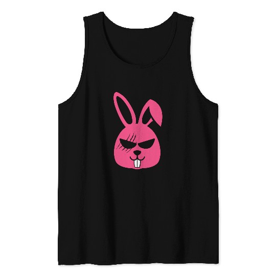 Rabbits Angry Sad Bunny Rabbit Pink Tank Tops