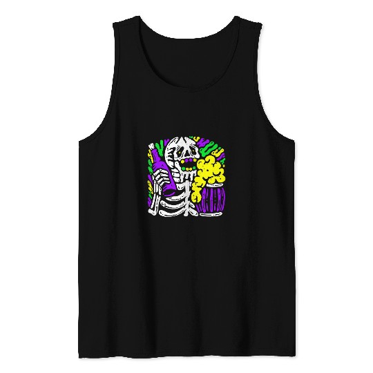Skeletons Skulls Purple Green Skeletons Mardi Gras Bones carnivals Parade Party Skull Tank Tops