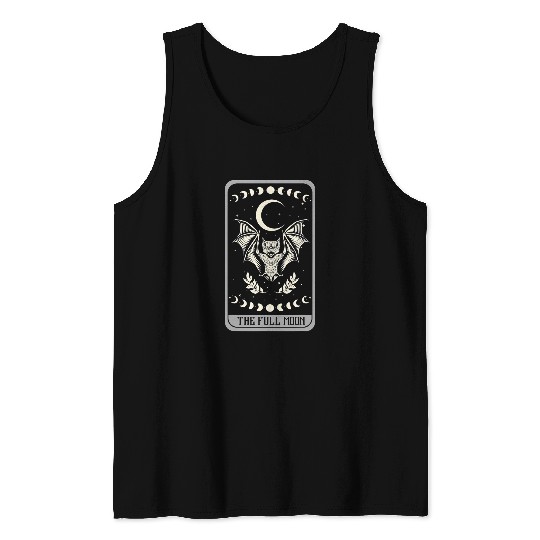 The Full Moon Tarot Card Moon Phases Bat Fortune Teller 451 Tank Tops
