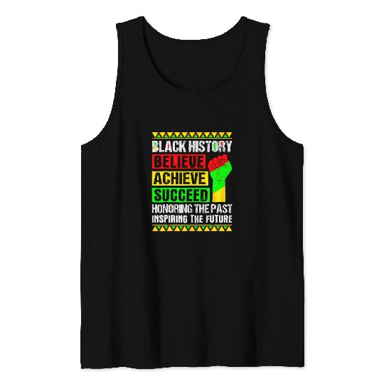 Believe Achieve Succeed Black History Month Black And Proud 2 Tank Tops