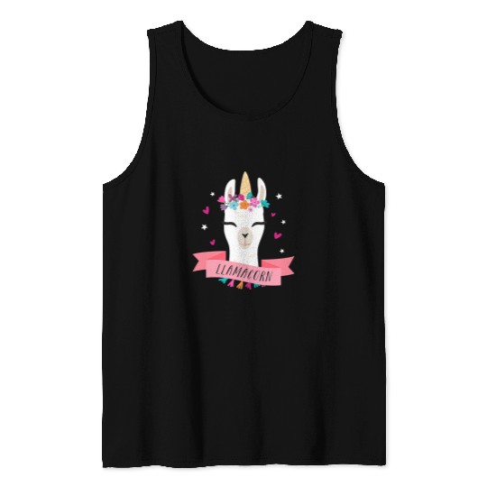 Llamacorn Unicorns Llama Cute Funny Kawaii Animal Face Tank Tops