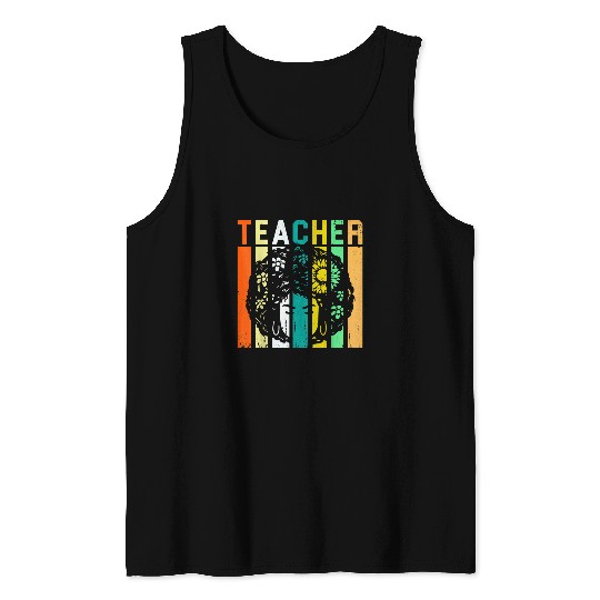 Afro Retro Black History Month Black Woman Teacher Life Tank Tops