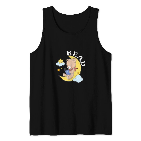 Funny Bear Funny Bear Reading Book Teacher Library Read Book Club Cute Bears Tank Tops