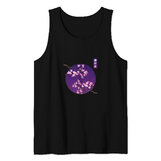 90s Vaporwave Sakura Cherry Japanese Blossom Art Aesthetic Tank Tops