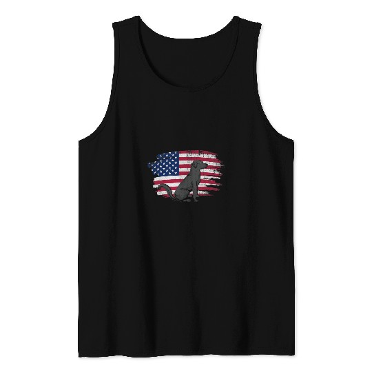 Labrador Lab Dog USA Flag Black Labrador Dog Lover 4th Of July Black Lab Tank Tops