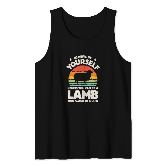Lamb Always Be Yourself Retro vintages 70s Farm Animal Farmer 125 Tank Tops