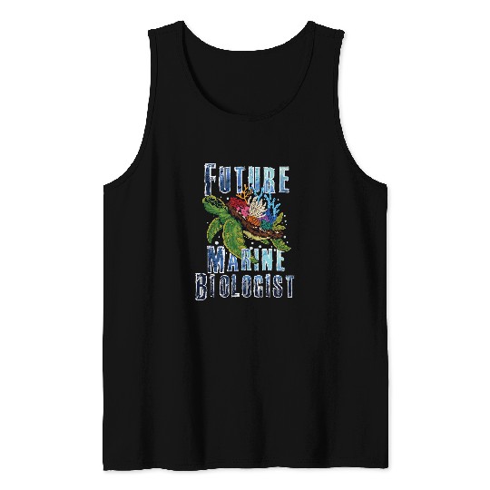 Future Marine Biologist Turtle Ocean Student Biology Tank Tops