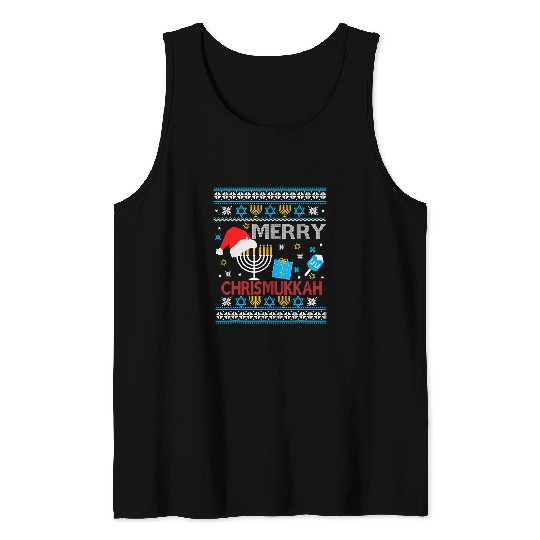 Hanukkah Jewish Merry Christmas Chrismukkah Ugly Sweater132 Tank Tops