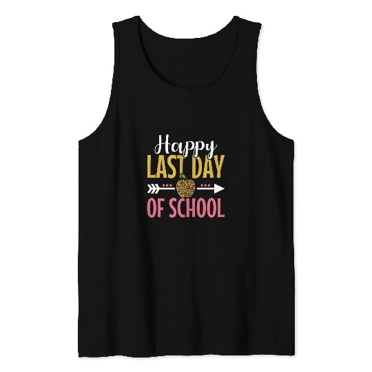 Happy Last Day of School Leopard Print Teacher Or Student Tank Tops